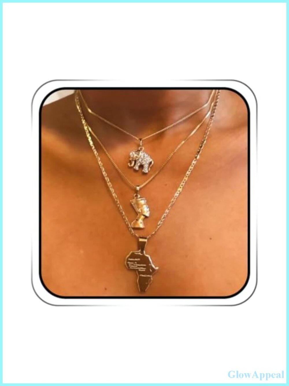 Gold Layered Stacked Choker Necklace African Egyptian Queen Statement Jewelry